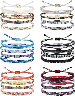 24 Pcs Boho Surfer Bracelet Anklet Adjustable Beaded Anklets Handmade Br...