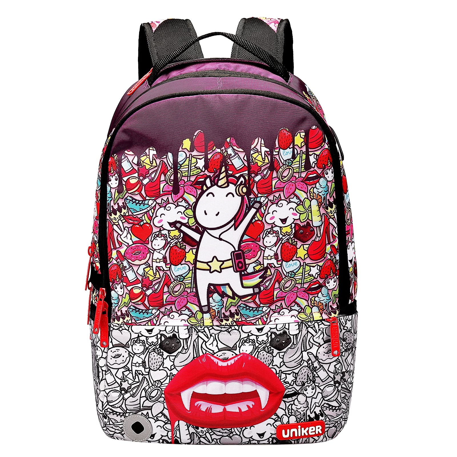UNIKER Graffiti Backpack for School, 20L Casual Daypack, Designer Laptop Backpack for 15.6 Inch Laptop
