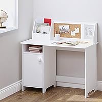 UTEX Kids Study Desk with Storage Hutch, Cabinet & Whiteboard - Wooden Workstation for 3-8 Year Olds, White