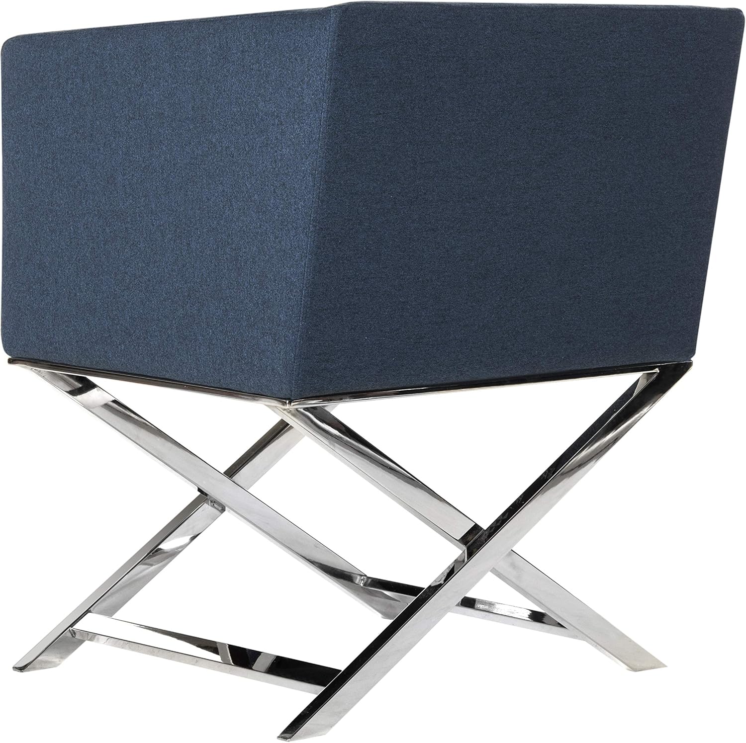 Safavieh Home Collection Celine Navy and Chrome Modern Glam Cross Leg Chair