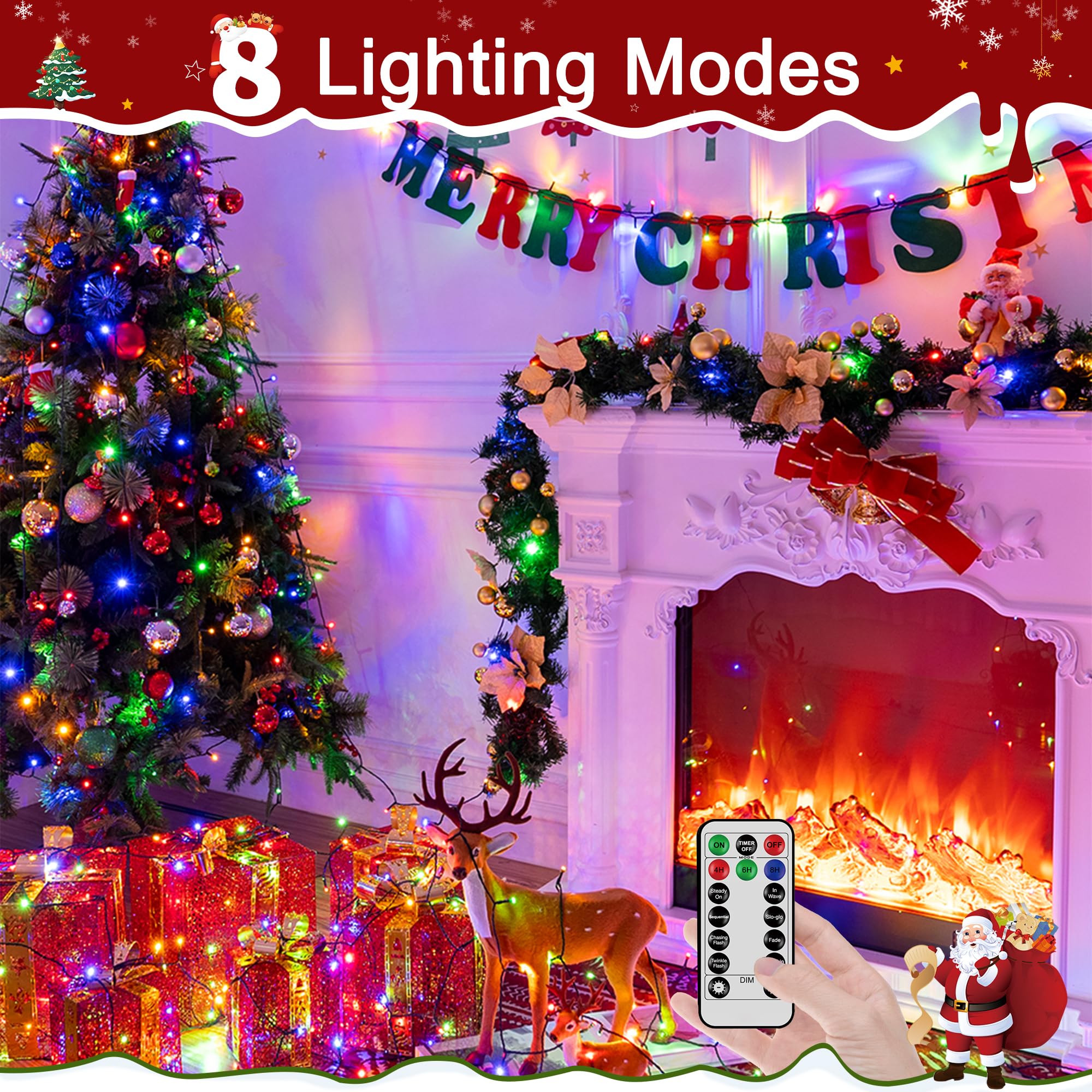 1200LED Weihnachtsbeleuchtung Outdoor Wasserdicht M Mehrfarbig