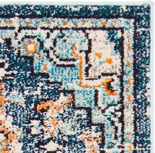 Miniatura 7 de Safavieh Madison Collection MAD473M Tapete largo, 2 pies 2 pulgadas x 12 pies, azulazul claro, chic bohemio, desgastado, de medallón, retiene