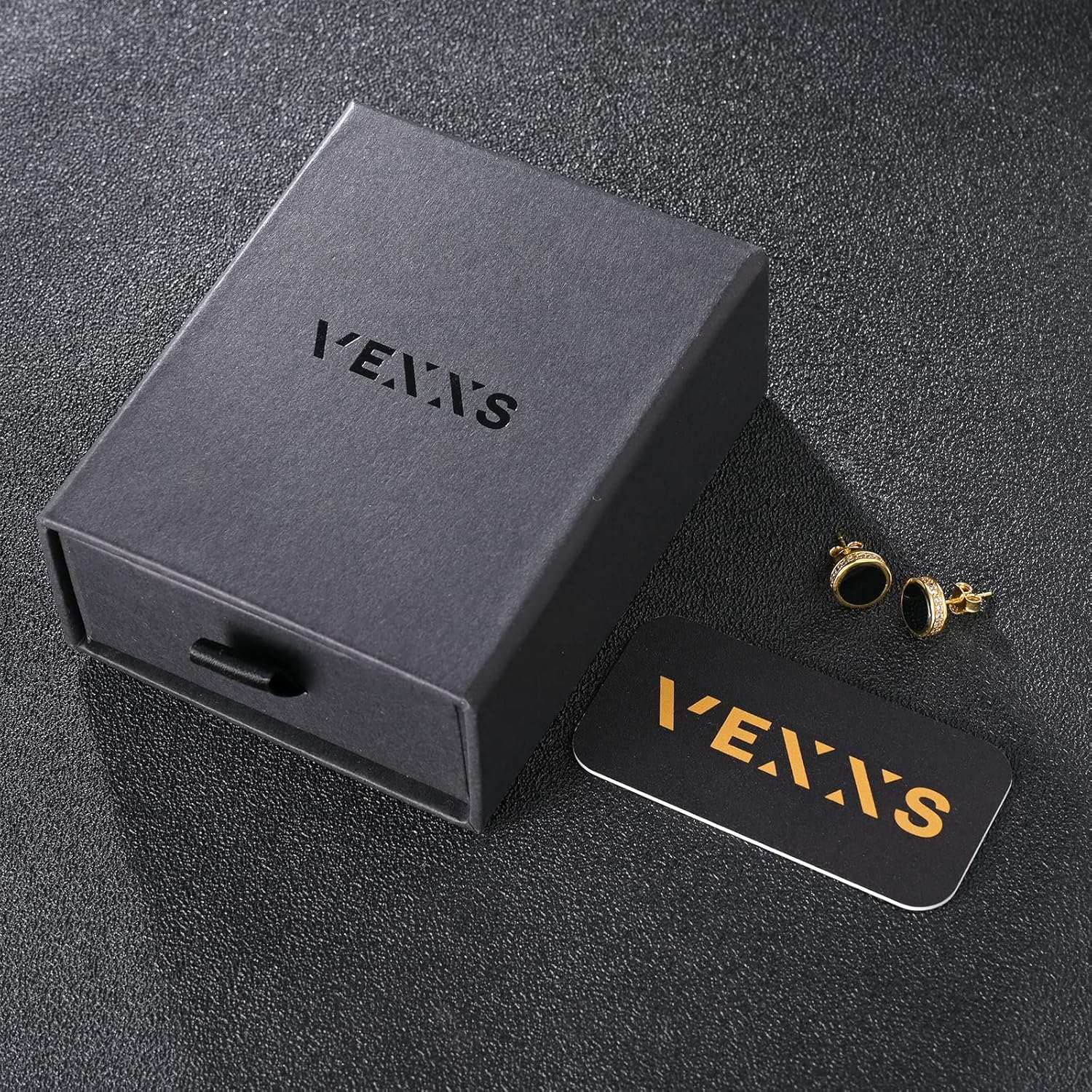 VEXXS S925 Diamond Stud Earrings for Men, 14K Real Gold Plated Iced Out Earrings Micro Pave 5A CZ Stones Men’s Studs, 925 Sterling Silver Earrings, Hypoallergenic Earrings for Men Women Hip Pop Earrings Black Earrings - Image 6