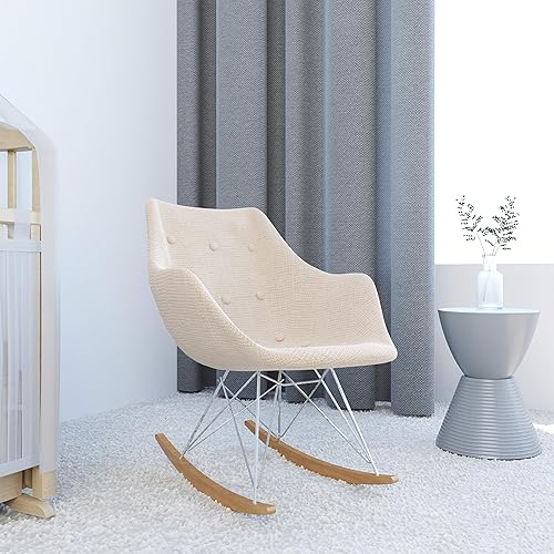 Miniatura 2 de LeisureMod Willow - Silla mecedora, individual, color beige Beige,Gris,Multi color