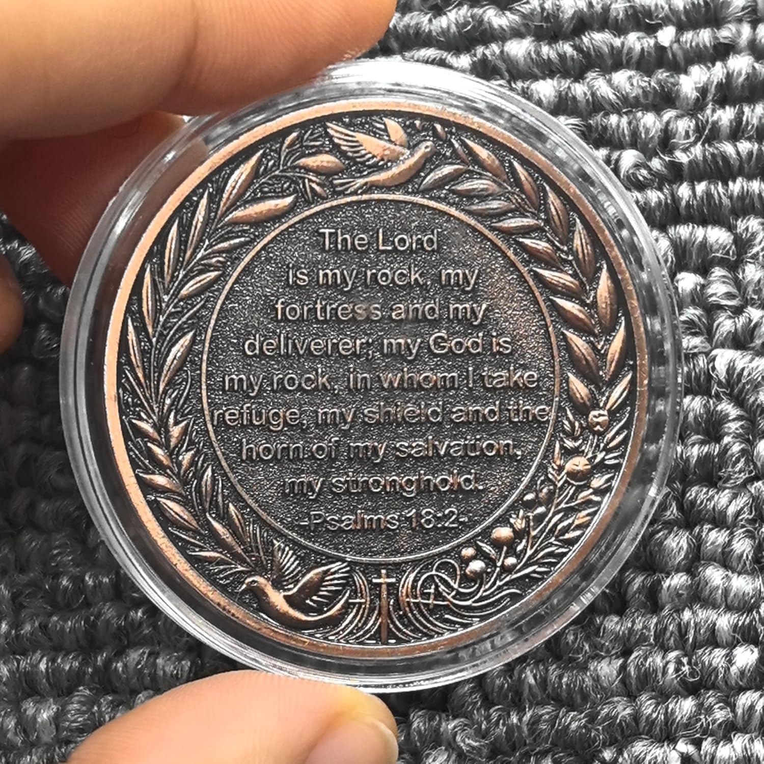 The Lord is My Rock Christian Challenge Coin with Psalms 18:2 Engraving Pocket Token