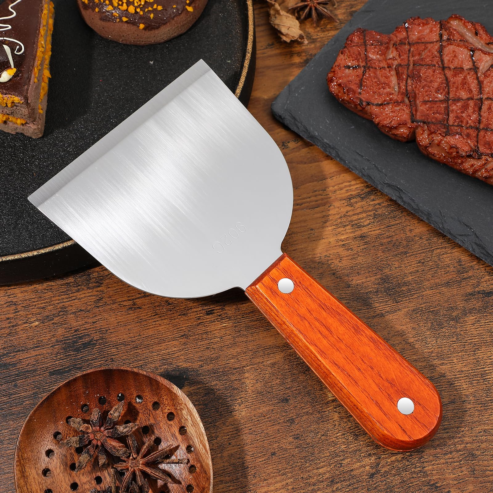 UPKOCH Spatola Pizza Triangolare in Acciaio Inossidabile Raschietto tagliapasta con Manico Pancake Spatola Turner per Barbecue Grill Cottura 19 x 10,3 cm