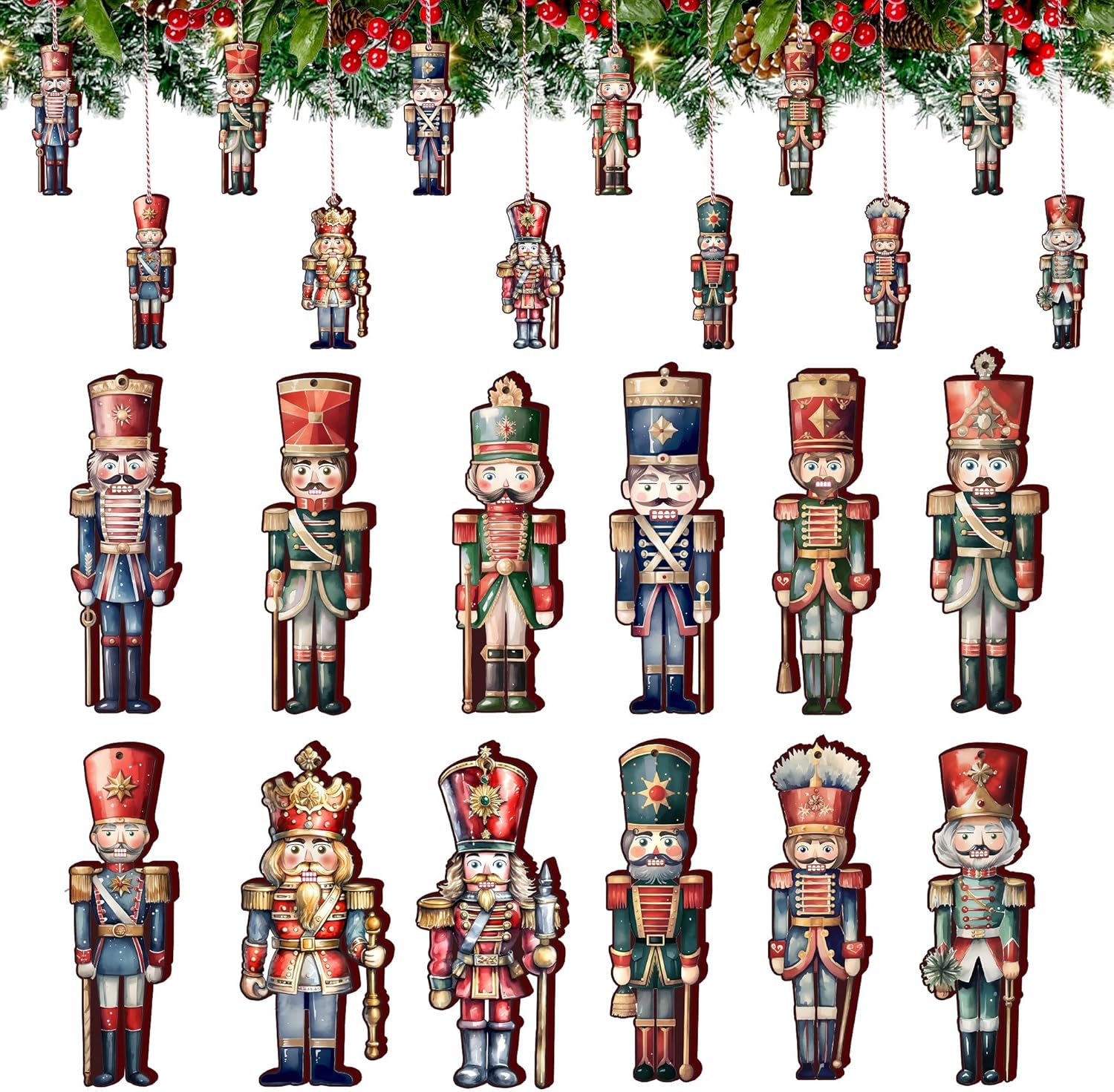 Amazon.com: Alupssuc 24pcs Christmas Nutcracker Ornaments Bulk for ...