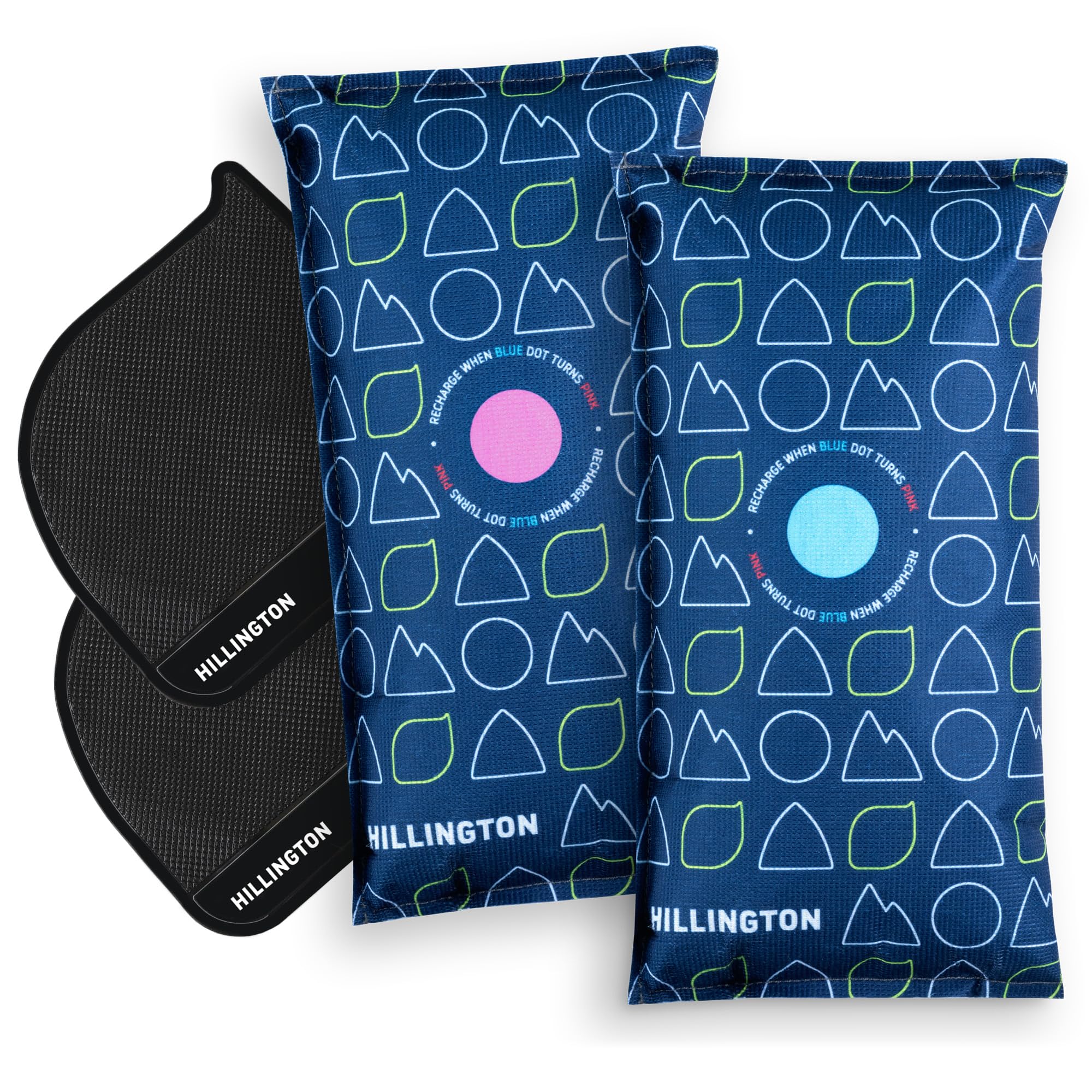Hillington Reusable Car Interior Dehumidifier Bag and Dashboard Mounting Anti-Slip Mat - Ideal for Use in Vehicles to Prevent Damp, Moisture, and Condensation (2 x 1KG)