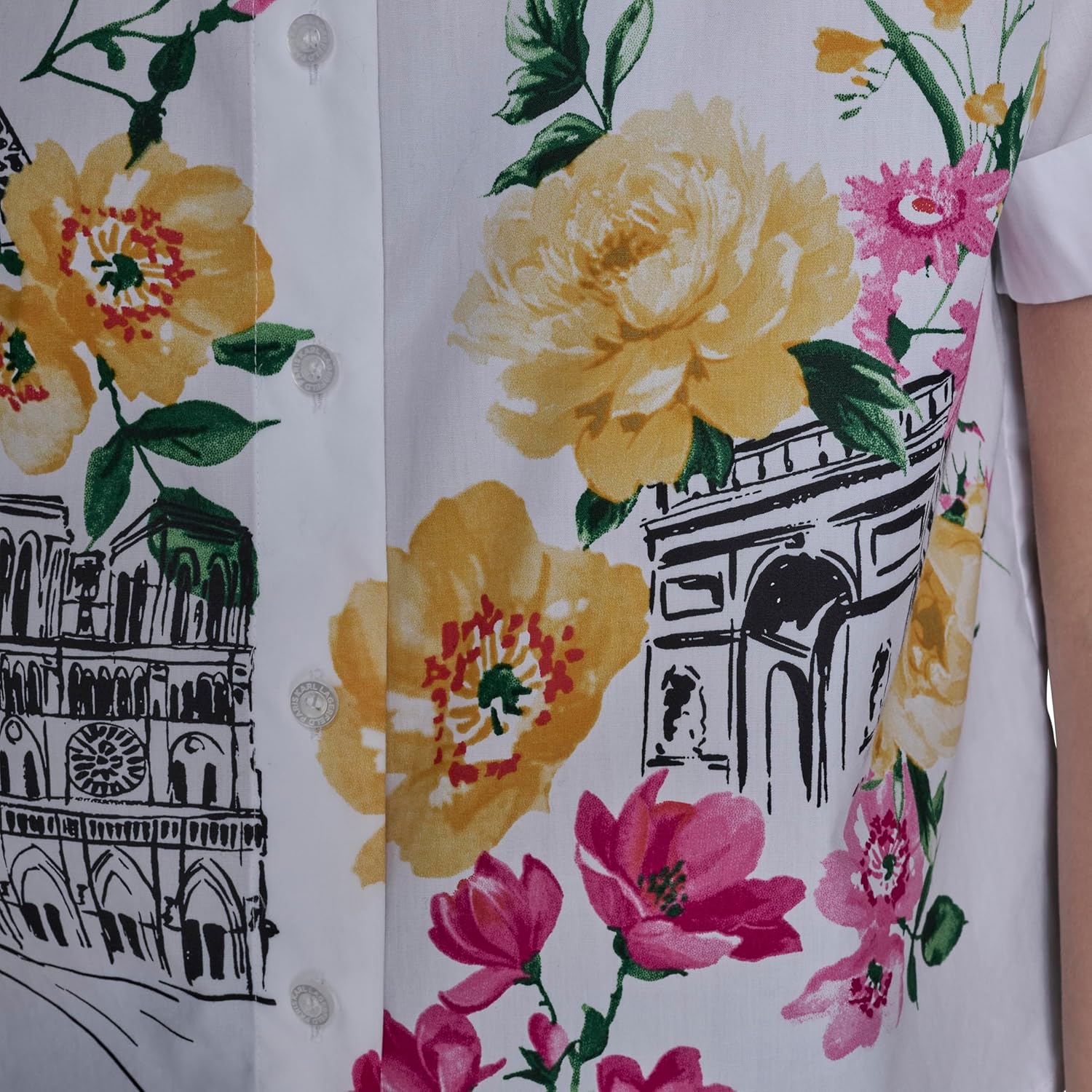Karl Lagerfeld Women's Bright Florals Bold Graphic Color Pop Blouse