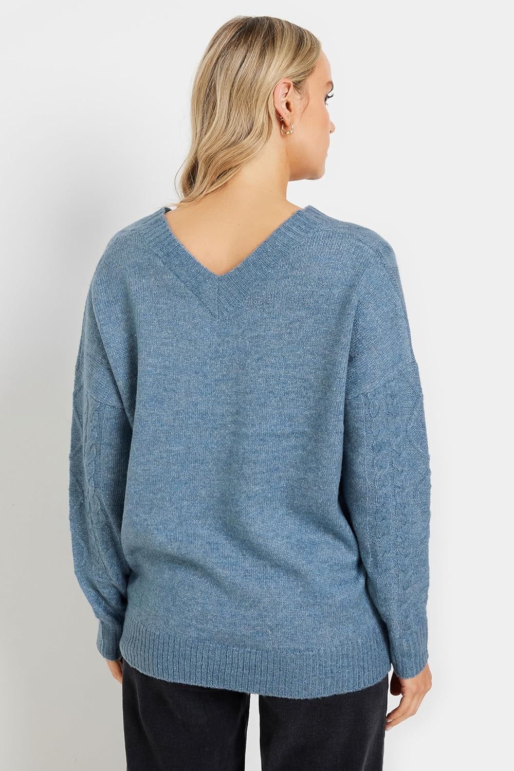 Long Tall Sally LTS Tall Cable Knit V-Neck Sweater Pullover Purple