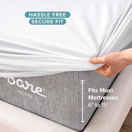 Miniatura 5 de Bare Home Protector de colchón - 100% impermeable y transpirable - Funda de colchón refrescante premium - Protege contra derrames - Sin vinilo -