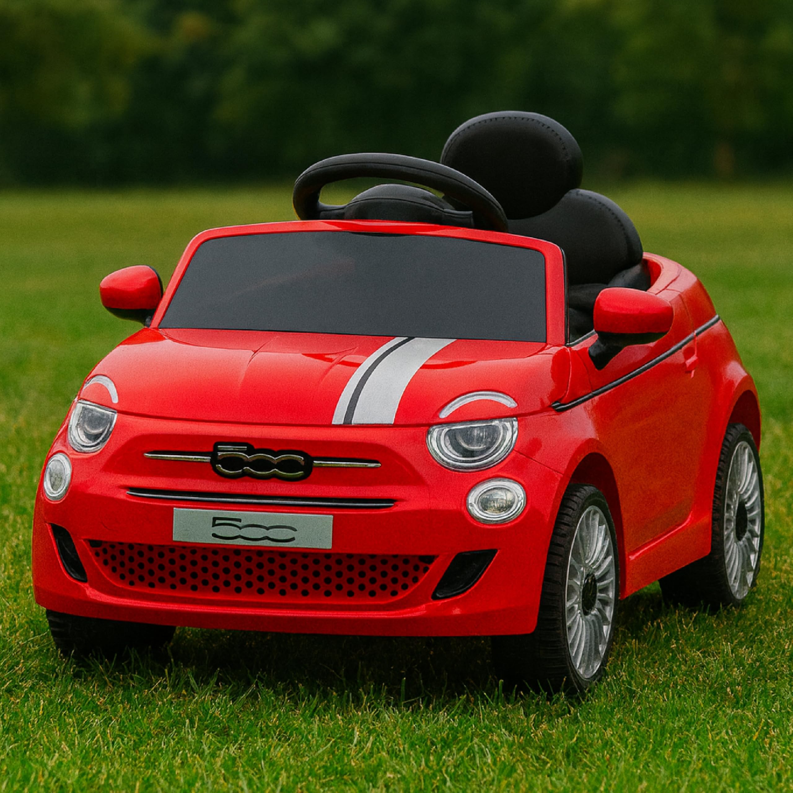 Baroni Toys FIAT 500 Baby Car Elettrica 12V con Telecomando Genitori, Luci, Suoni, Retromarcia, Cintura di Sicurezza – Auto per Bambini 1-4 Anni, Rossa