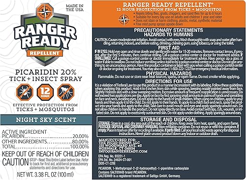 Miniatura 7 de Ranger Ready Repellents Repelente de insectos de picaridina en aroma de cielo nocturno, repelente de mosquitos y aerosol de garrapatas, espray de