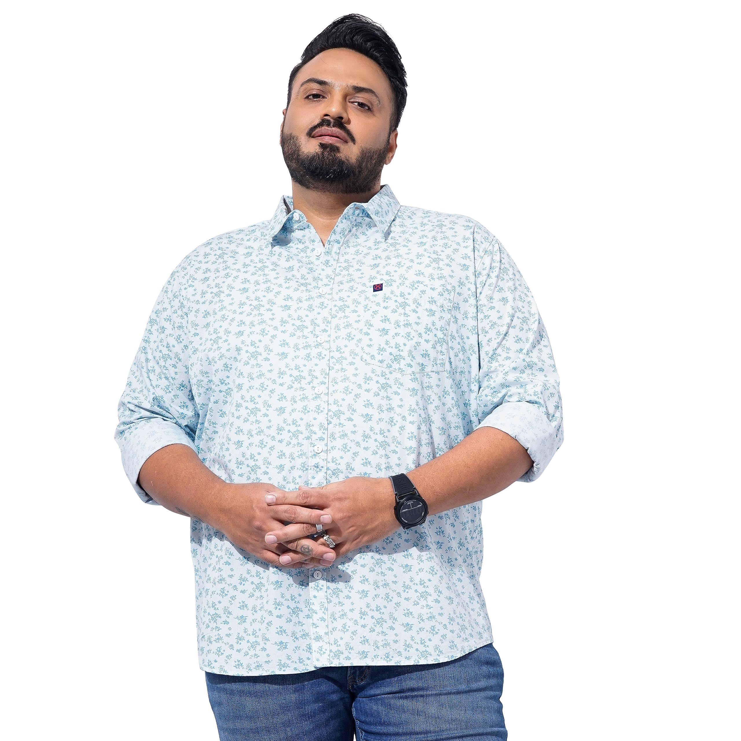 hardsoda by The Indian Garage Co Men Plus Size Regular Fit Printed Cutaway Collar Full Sleeves Casual Shirt-picture-31