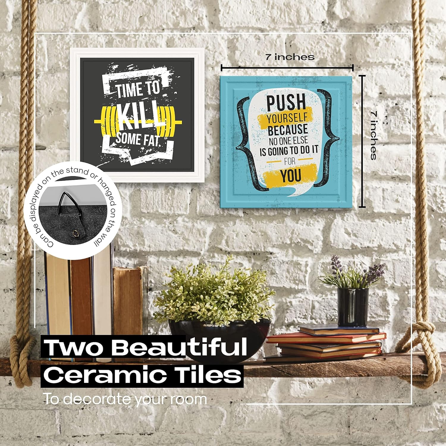 Health and Fitness Gifts Bundles, Pack Includes 1 Workout Notebook Planner + 2 Decorative Ceramic Plaques, Motivational Home Gym Decorations, Wall Art or Countertop Ornament : Home & Kitchen