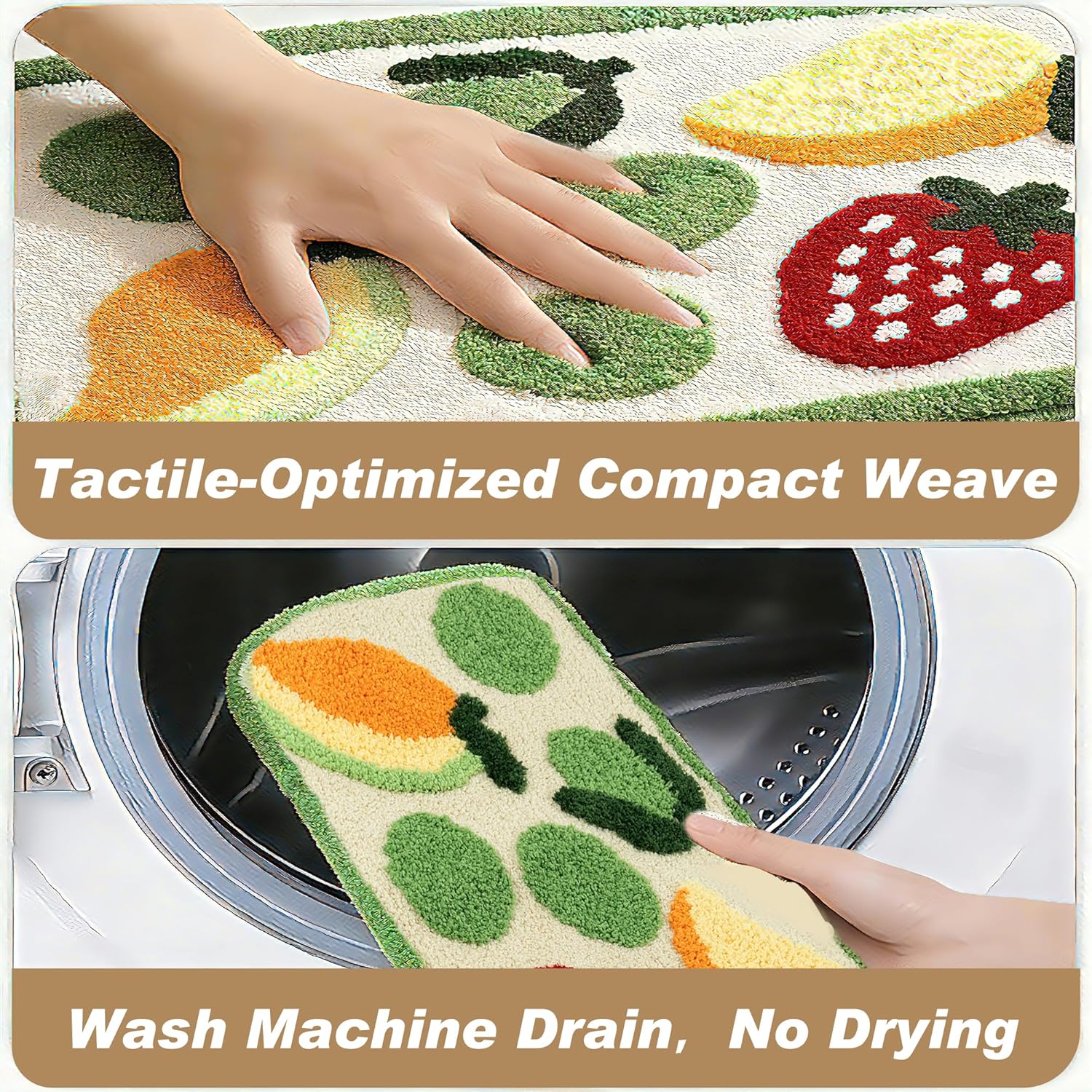 YGL Ultra Absorbent Bath Rug Mat - Super Soft Microfiber with Non-Slip TPE Backing, Fast Drying Machine Washable Bathroom Floor Mat,19.7x31.5(Strawberry)