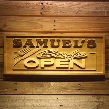 ADVPRO wpa0186 Name Personalized CAFE OPEN Kitchen Bistro Decoration Wood Engraved Wooden Sign - Standard 23 x 9.25
