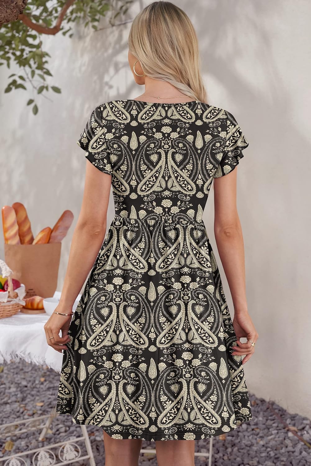 WNEEDU Women Summer Dresses Sleeveless Casual Loose Swing Button Down Midi Dress with Pockets - Image 3