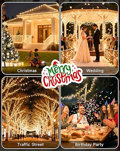 Miniatura 2 de Cadena de 200 luces LED de 98 pies, impermeables con 8 modos con memoria, fuente de alimentación certificada por UL de 30 V para el hogar, jardín