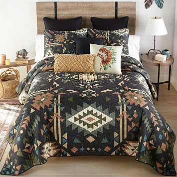 BLACK FOREST DECOR Journey Southwest Geometric Quilt Bed Set 90" Wx90 L