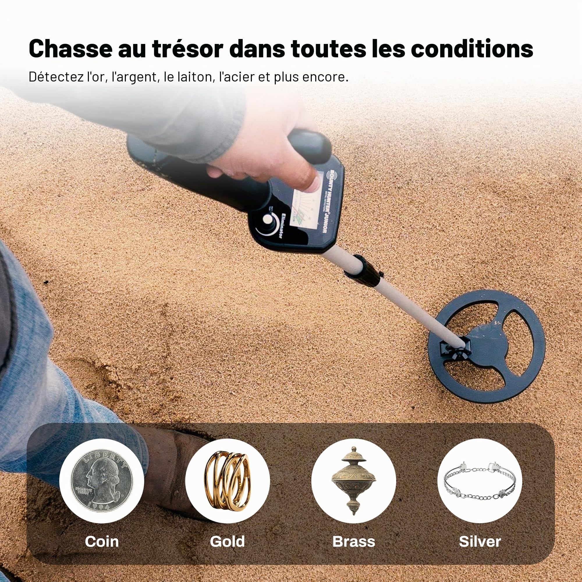 Bounty Hunter Junior Détecteur De Métaux Avec Fonction Filtre À Métaux, Noir/Gris