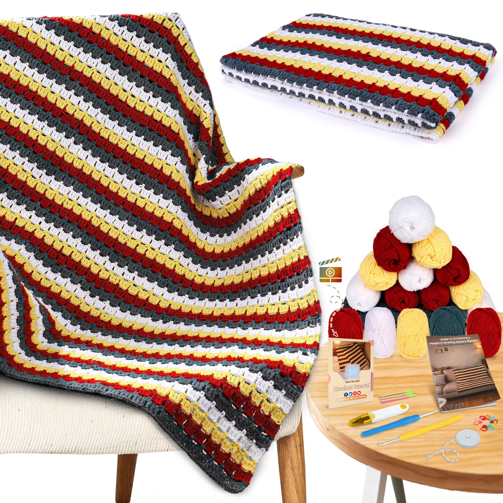 Aeelike Crochet Blanket Kit - Beginner Friendly -11