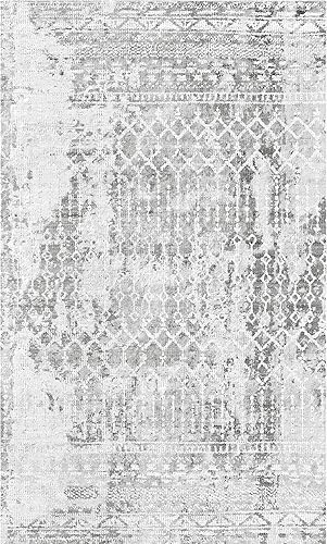 Vista 56 de StangH Alfombra para sala de estar, 5 x 7 pies, lavable, antideslizante, de lana sintética, alfombra de baño de pelo bajo, resistente, vintage