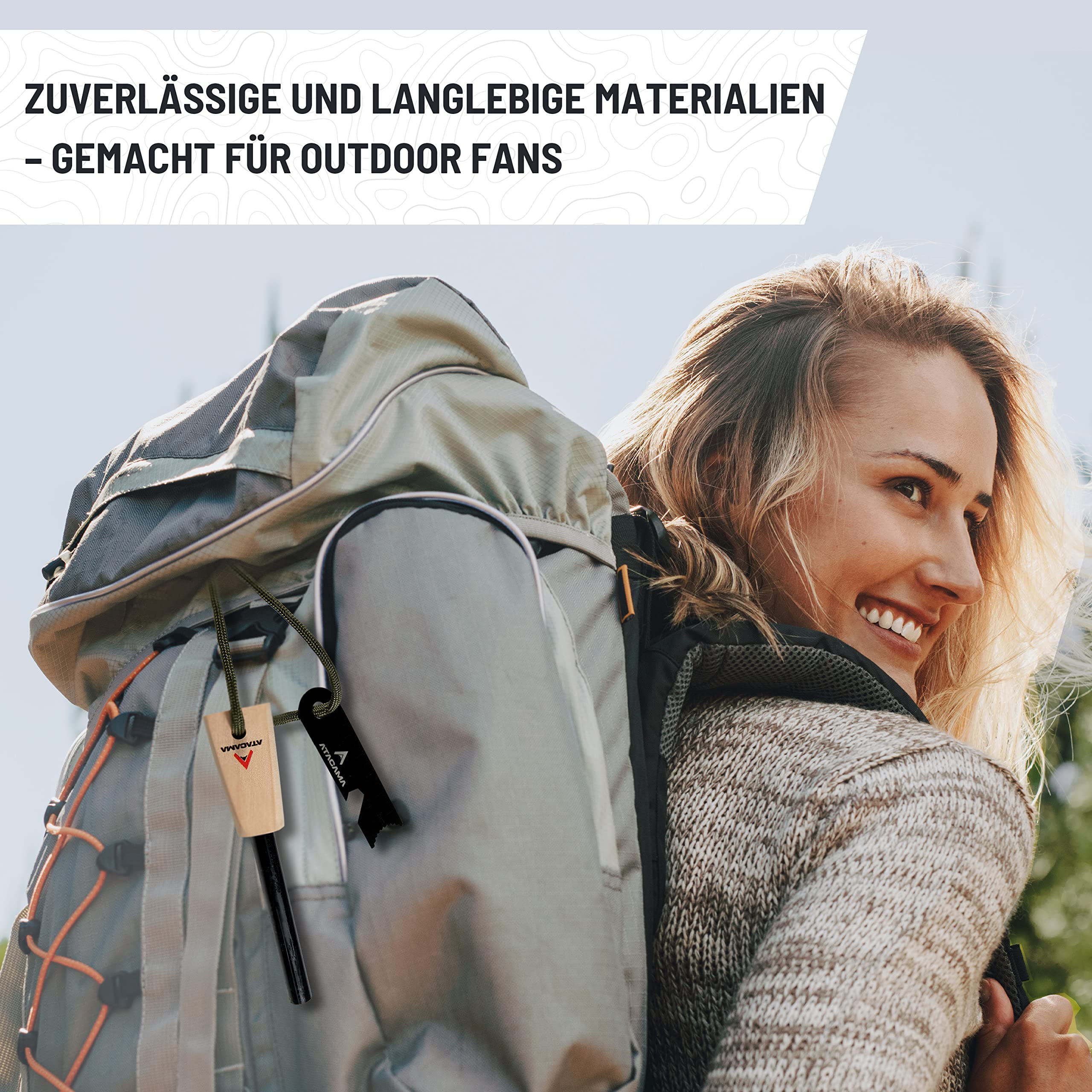 Atacama Krzesiwo survivalowe zestaw z narzędziem wielofunkcyjnym, krzesiwo Kienspan Tinder, dmuchawka i krzesiwo - wyposażenie outdoorowe i wyposażenie bushcraft - Firestarter - wieczna zapałka