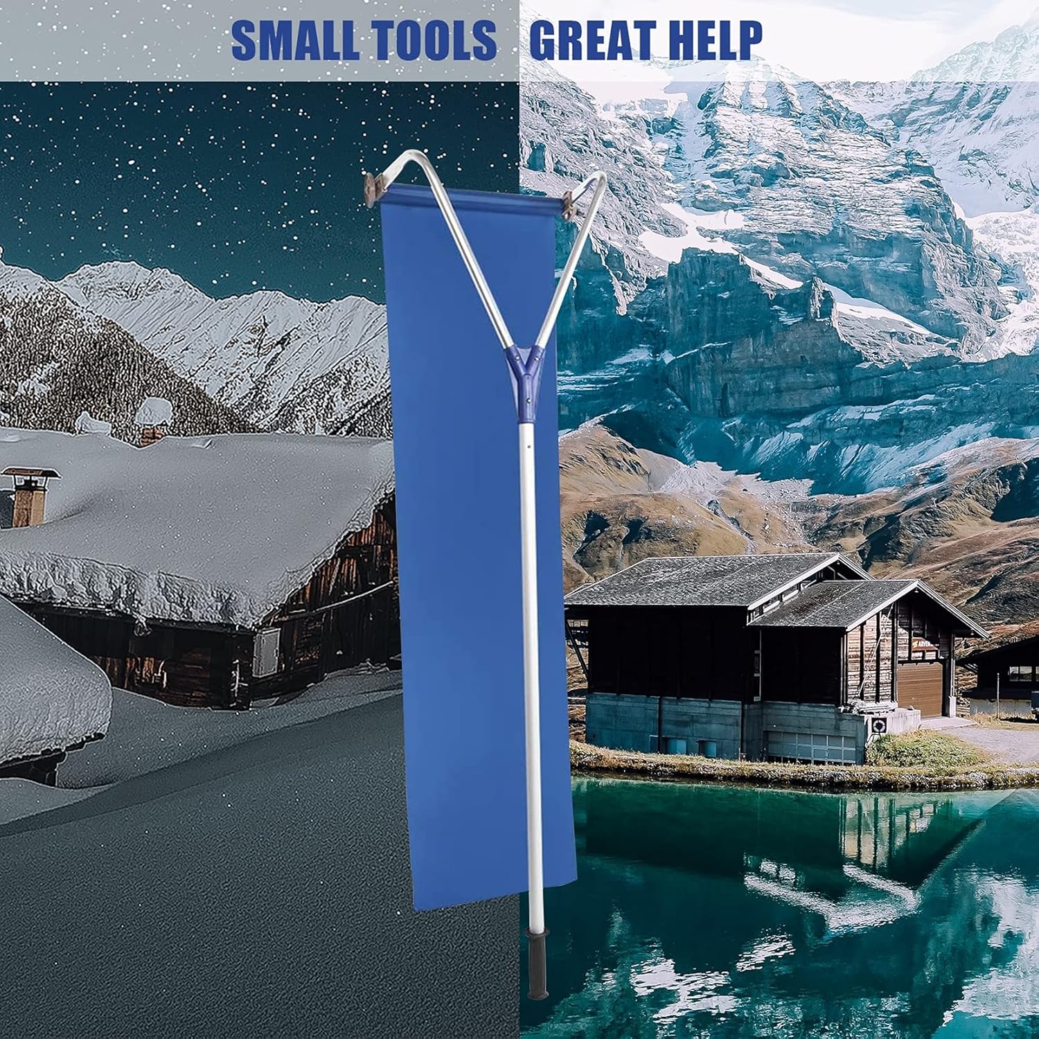 review 21Ft Aluminum Snow Roof Rake with Adjustable Telescoping Handle and Wheels