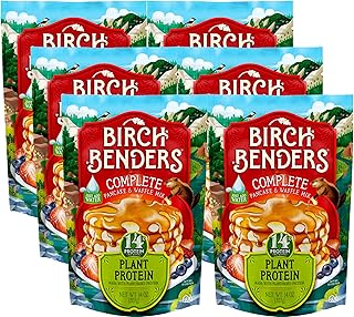 Birch Benders Plant Protein Pancake & Waffle Mix, Vegan, 14g Plant-Based...