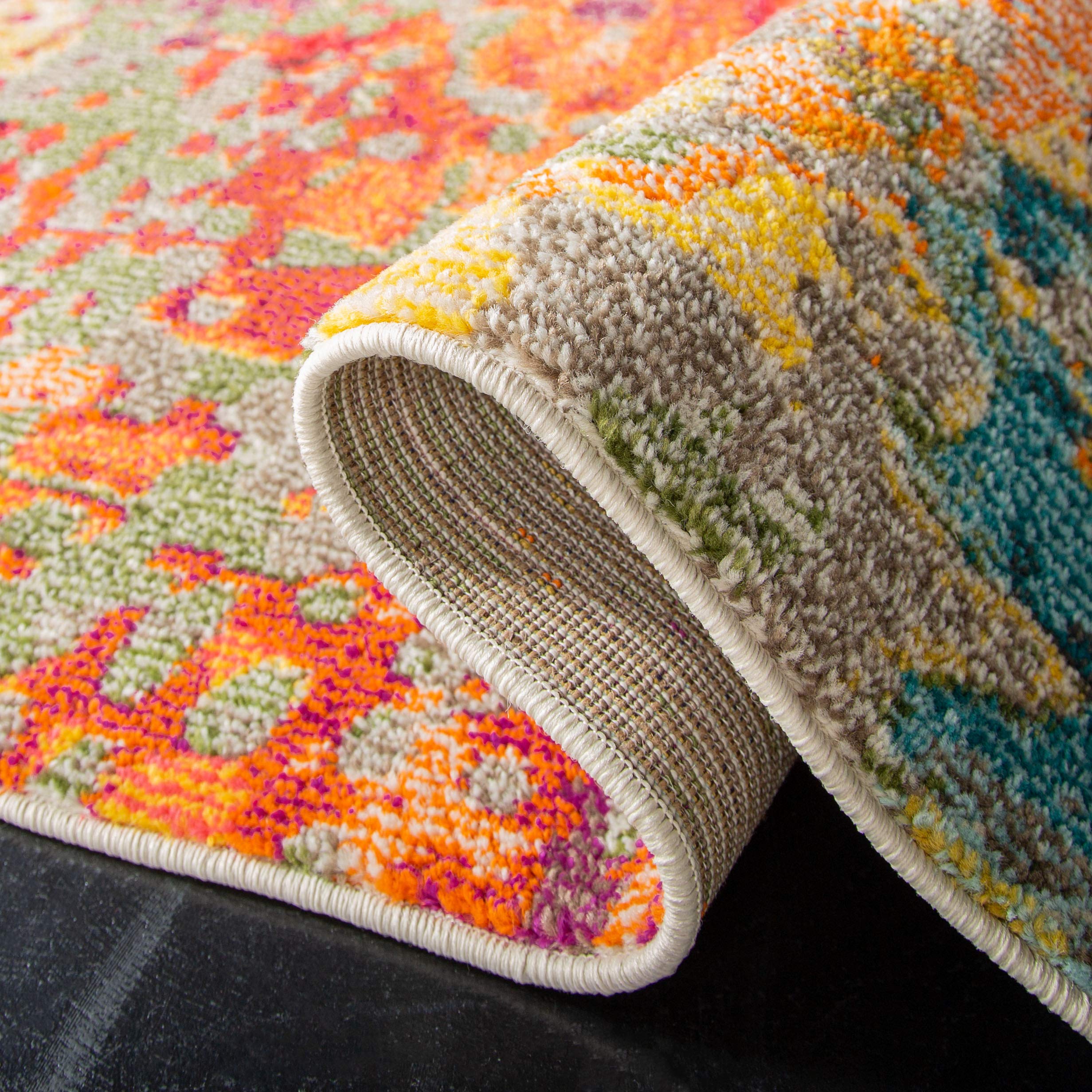 SAFAVIEH Tapis Boho pour Salon, Salle à Manger, Chambre à Coucher - Madison Collection, Tapis à Poil Court, Ivoire et Multi, 160 X 229 cm