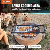 Vista 2 de VEVOR X-Marks - Rejilla para parrilla de hoguera, rejilla de cocción rectangular, parrilla de acero resistente para fogata BBQ con mango y alambre