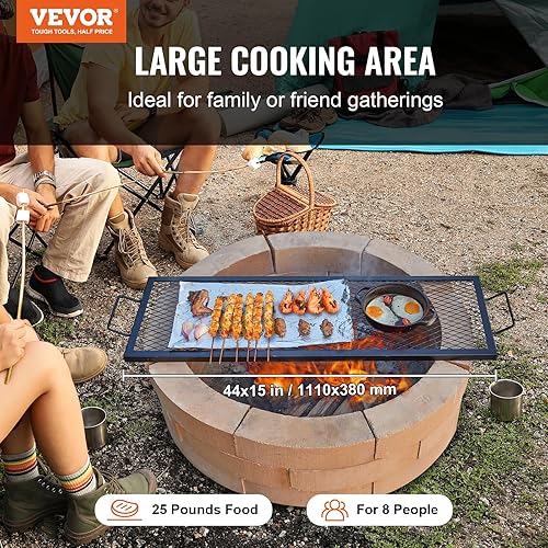 Miniatura 2 de VEVOR X-Marks - Rejilla para parrilla de hoguera, rejilla de cocción rectangular, parrilla de acero resistente para fogata BBQ con mango y alambre