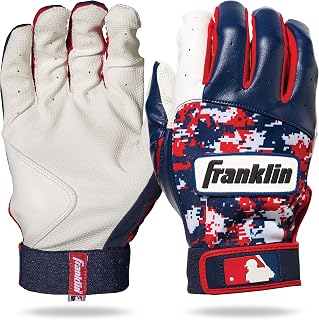 Franklin Sports MLB Digitek Camo Youth Batting Gloves - Premium Leather Grip, Tri-Curve Fit for Baseball & Softball