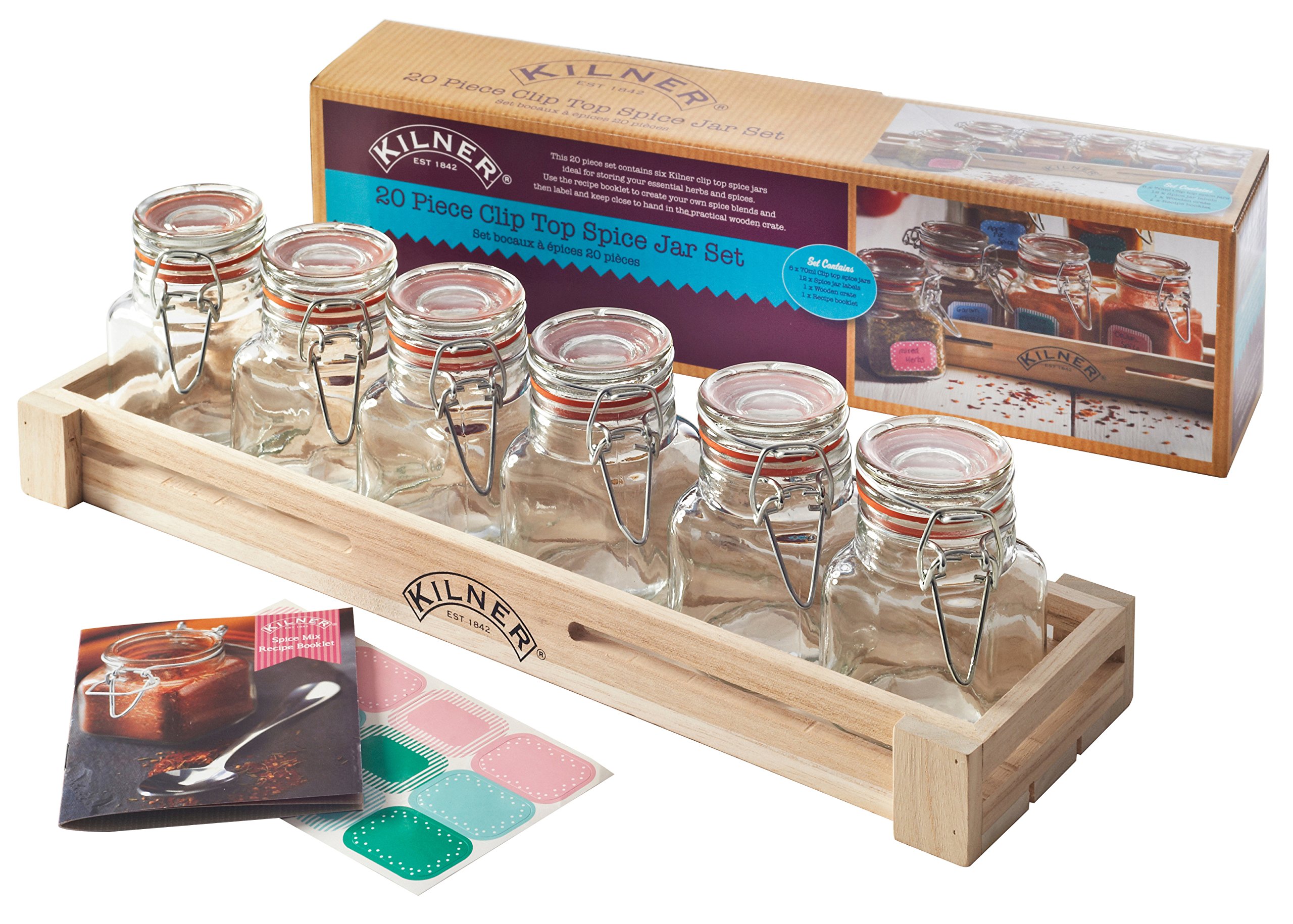 Kilner Spice Jar Set for Storing Spices and Herbs, Lime