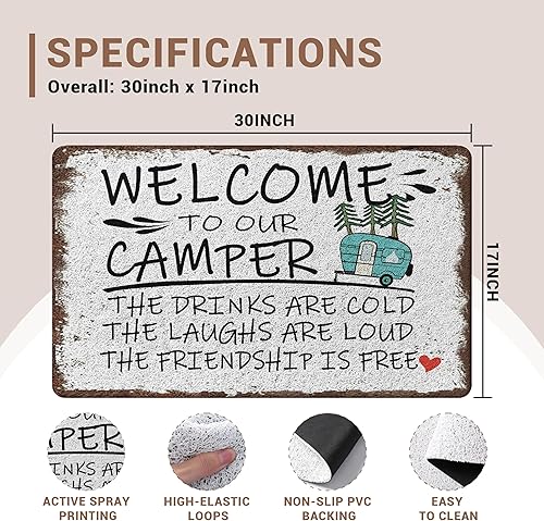 Miniatura 58 de Tapete divertido para puerta de campamento de 17 x 30 pulgadas, regalos de campamento para mujeres, alfombras de cámper para interior, alfombra