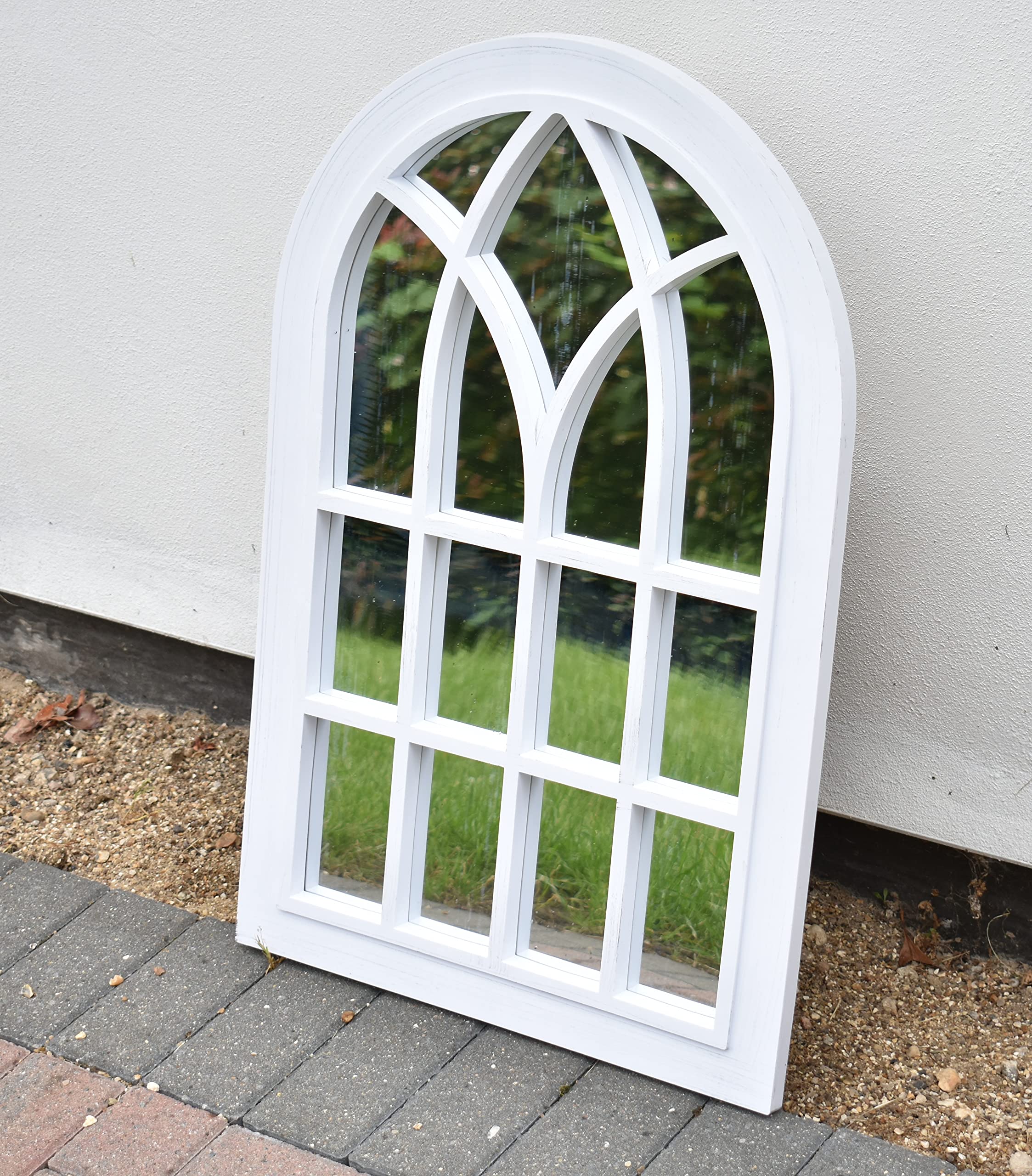 DEENZ White Rustic Window Soho Style Mirror Hallway Vanity Wall Elegant Vintage Style 76x51cm