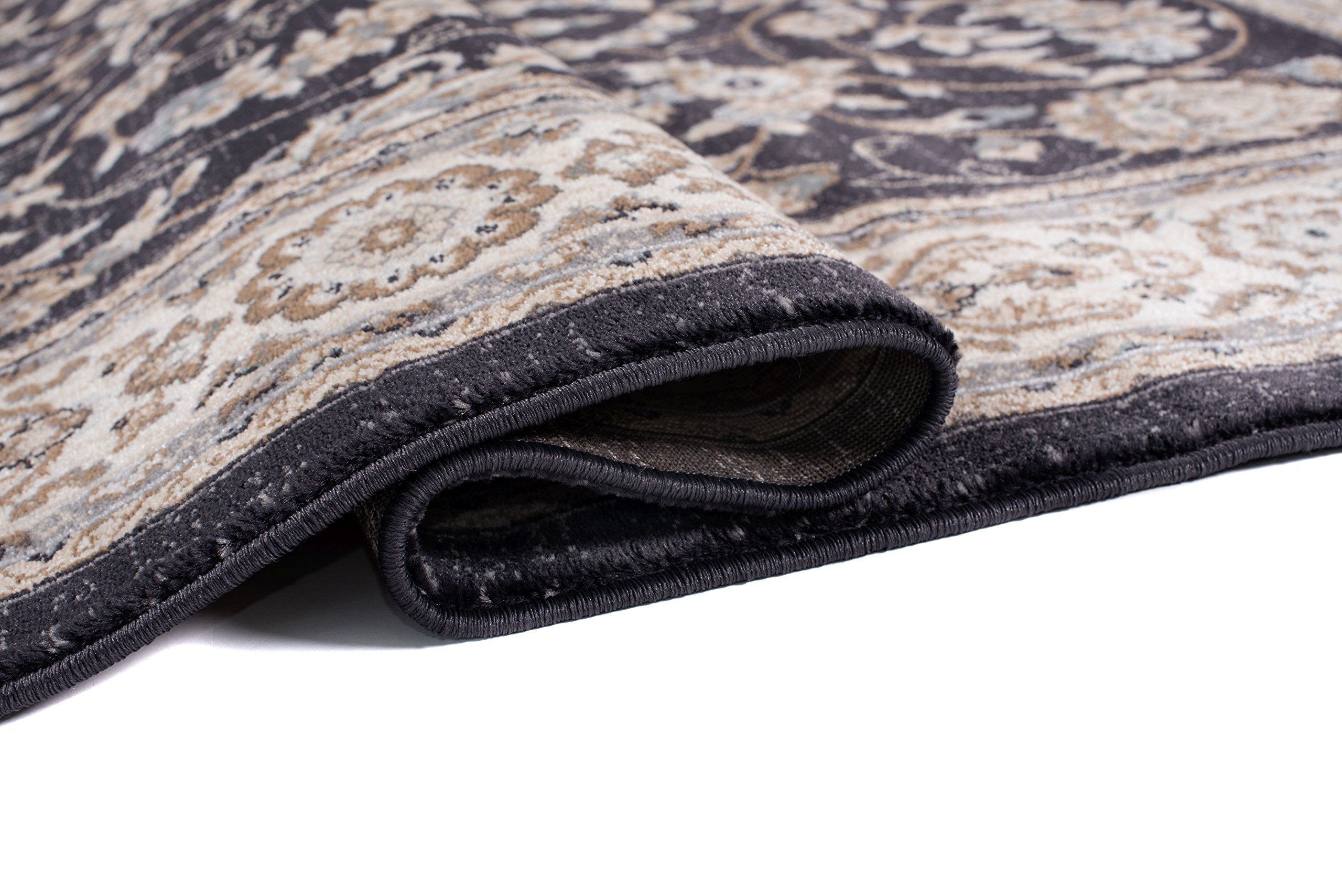 Carpeto Tapis Couloir 120x170cm Noir Classique Traditionnel Doux Esthétique