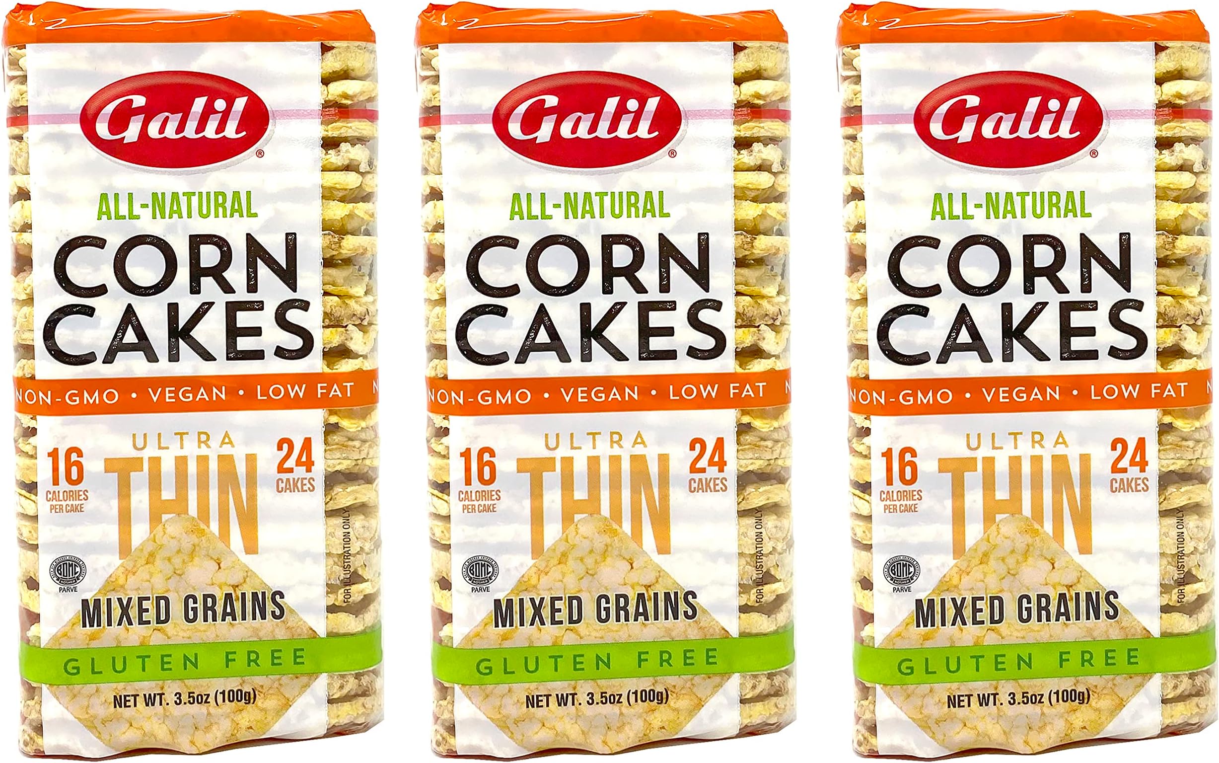 Galil Ultra Thin Corn Cakes | Corn Cakes Mixed Grains Corn Snacks 3.5 Ounce (Pack Of 3) Gluten-Free Snack, Vegan Snacks
