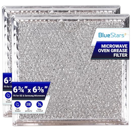 PACK OF 2 BlueStars WB02X11534 Microwave Oven Grease Filter 6-3/8 x 6-3/4 x 3/32 inch - Fit for GE & Samsung Over-the-Range Microwave Ovens - Replaces DE63-00666A AP5306190 PS3506741