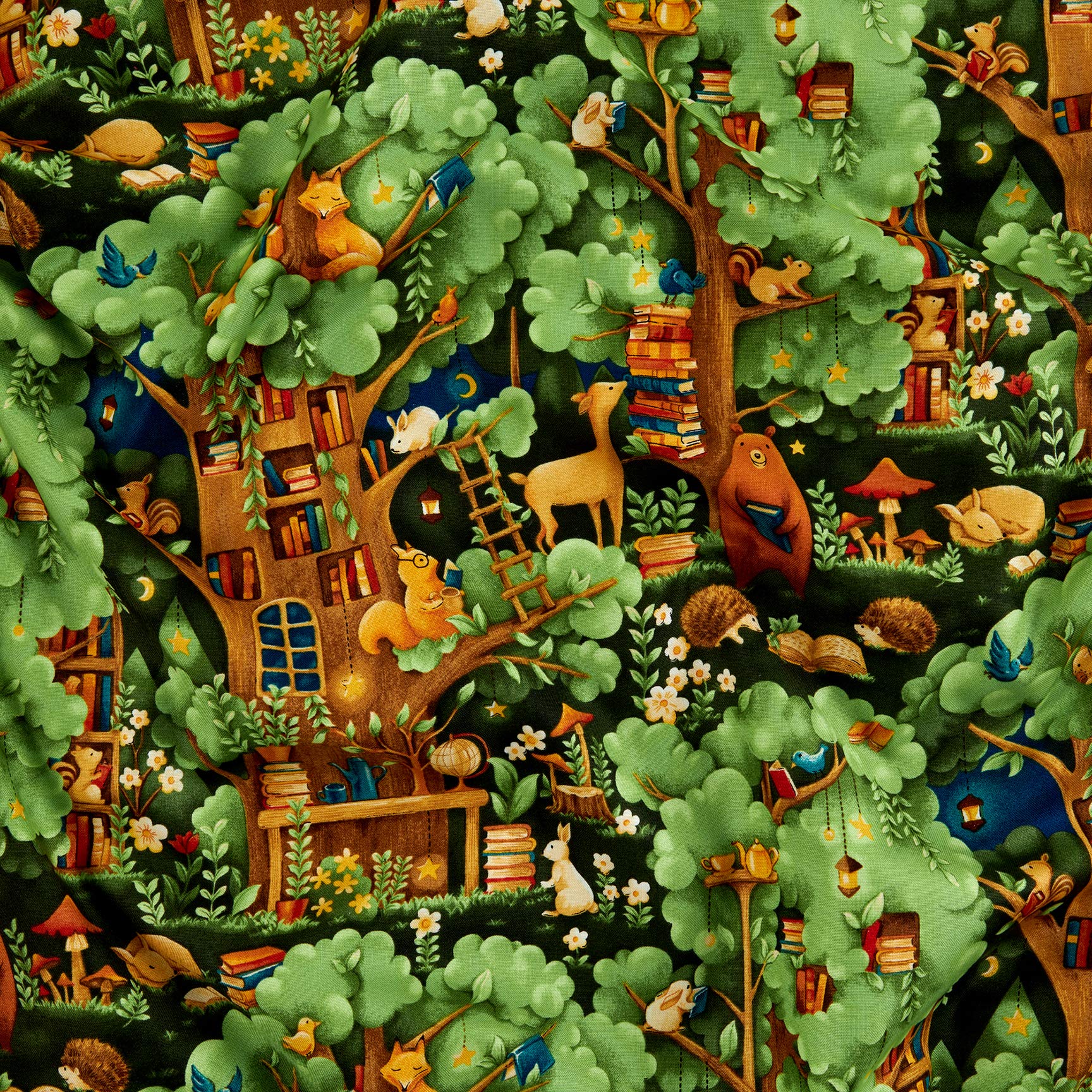 Paintbrush Studios Forest Fables Animal Village Green, Quilting Fabric by the Yard - Image 4