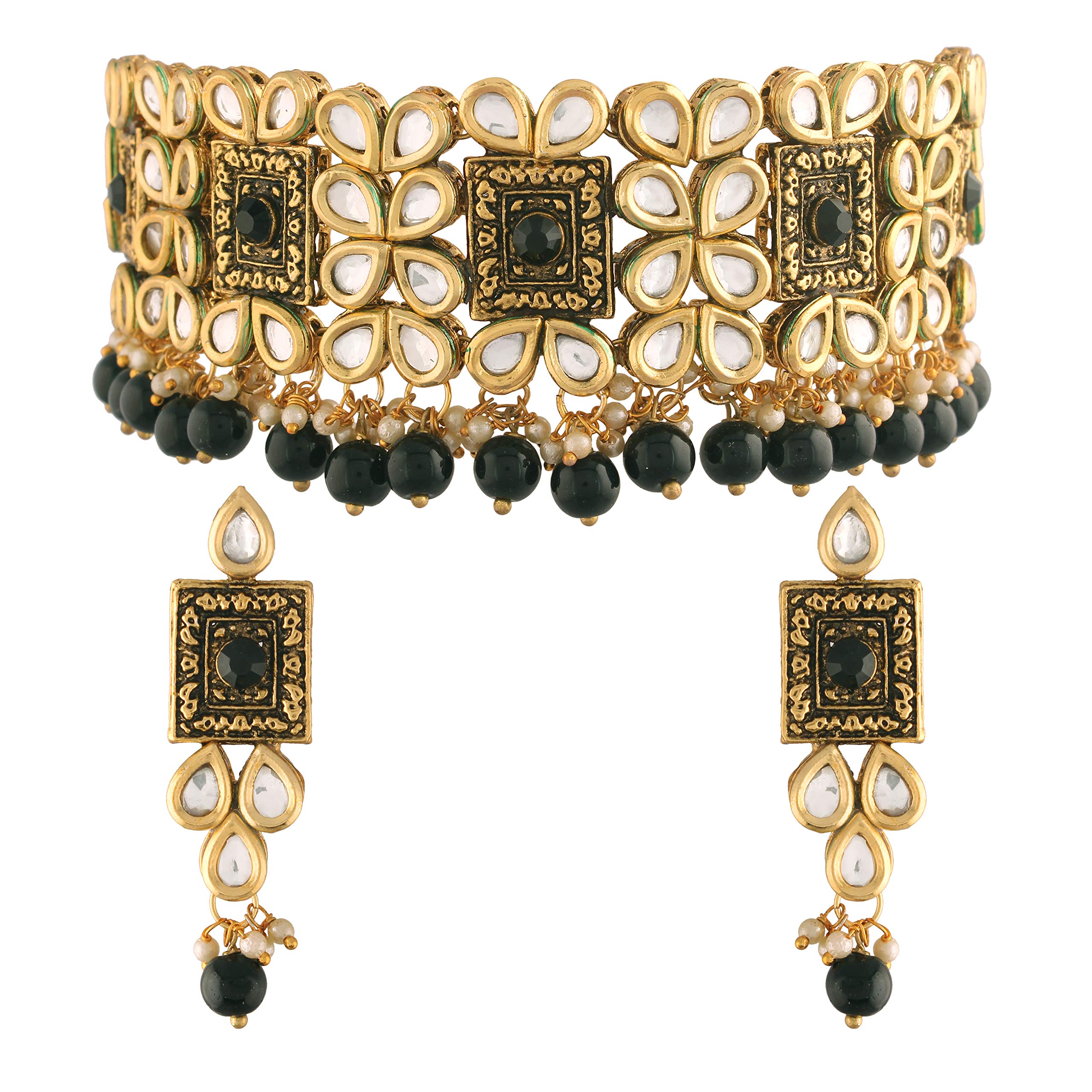 I Jewels 18K Gold Plated Traditional Handcrafted Choker Necklace Jewellery Set Encased With Faux Stone Studded & Pearl For Women/Girls (K7082B) (B08KLRD2NL) Amazon Price History, Amazon Price Tracker