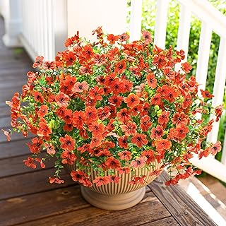 HyeFlora Artificial Fall Flowers Faux Mums for Outdoor Indoor Garden Home Decoration, Faux Flower