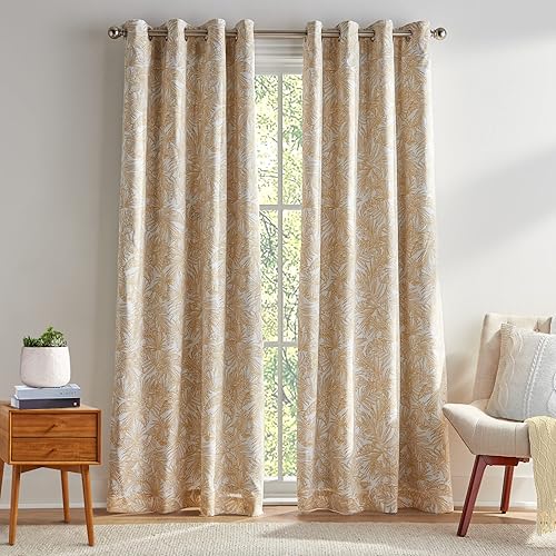 Tommy Hilfiger Cortinas Floral tropical 2 paneles de 50 x 96 pulgadas Con ojales en la parte superior Cortinas forradas para oscurecer la