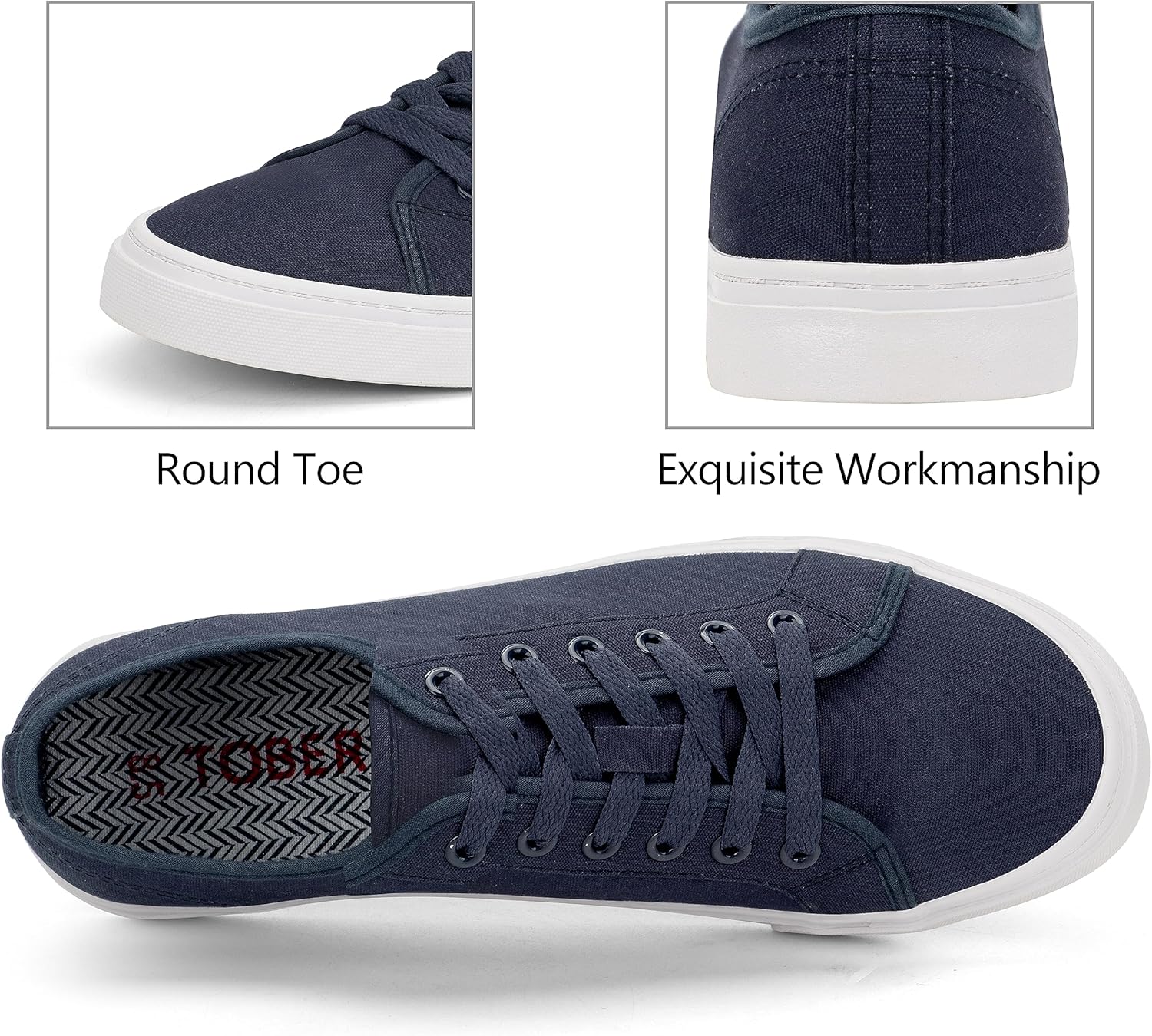 Men's Black Classic Low Top Shoes Canvas Fashion Sneaker with Soft Insole Causal Dress Shoes for Men Comfortable Walking Shoes - Image 5