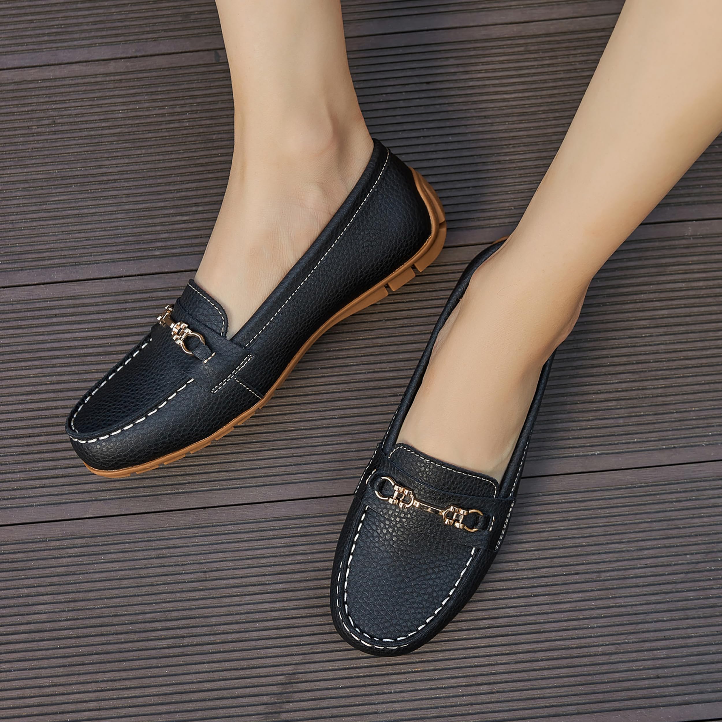 KORDAL Bequeme und leichte Damen-Slipper aus Leder, Mokks-Schuhe, Wanderschuhe, niedlich, Business-Casual-Schuhe, Arbeitsschuhe für Damen
