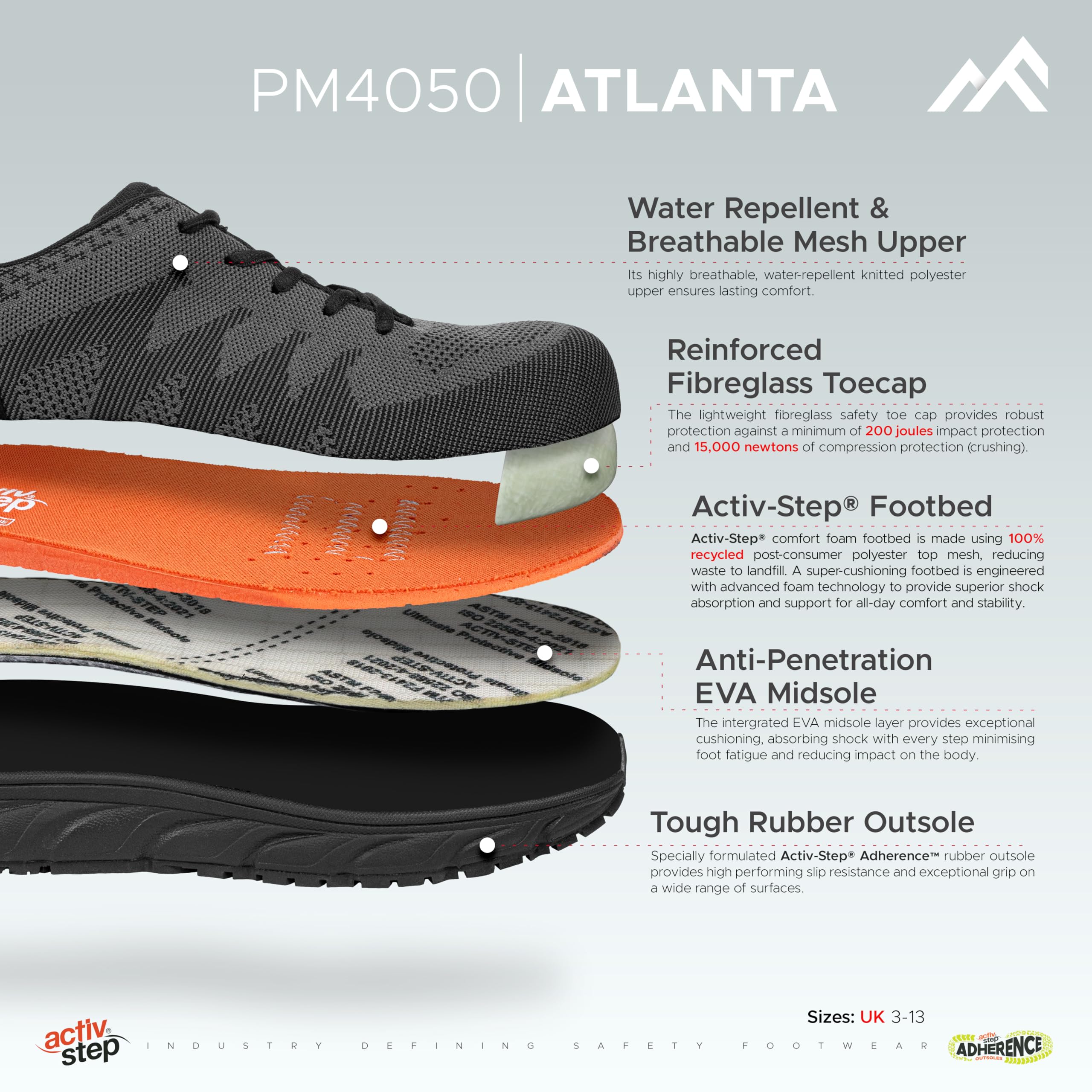 Rock Fall Atlanta, Construction Shoe Hombre, Negro, 38 EU