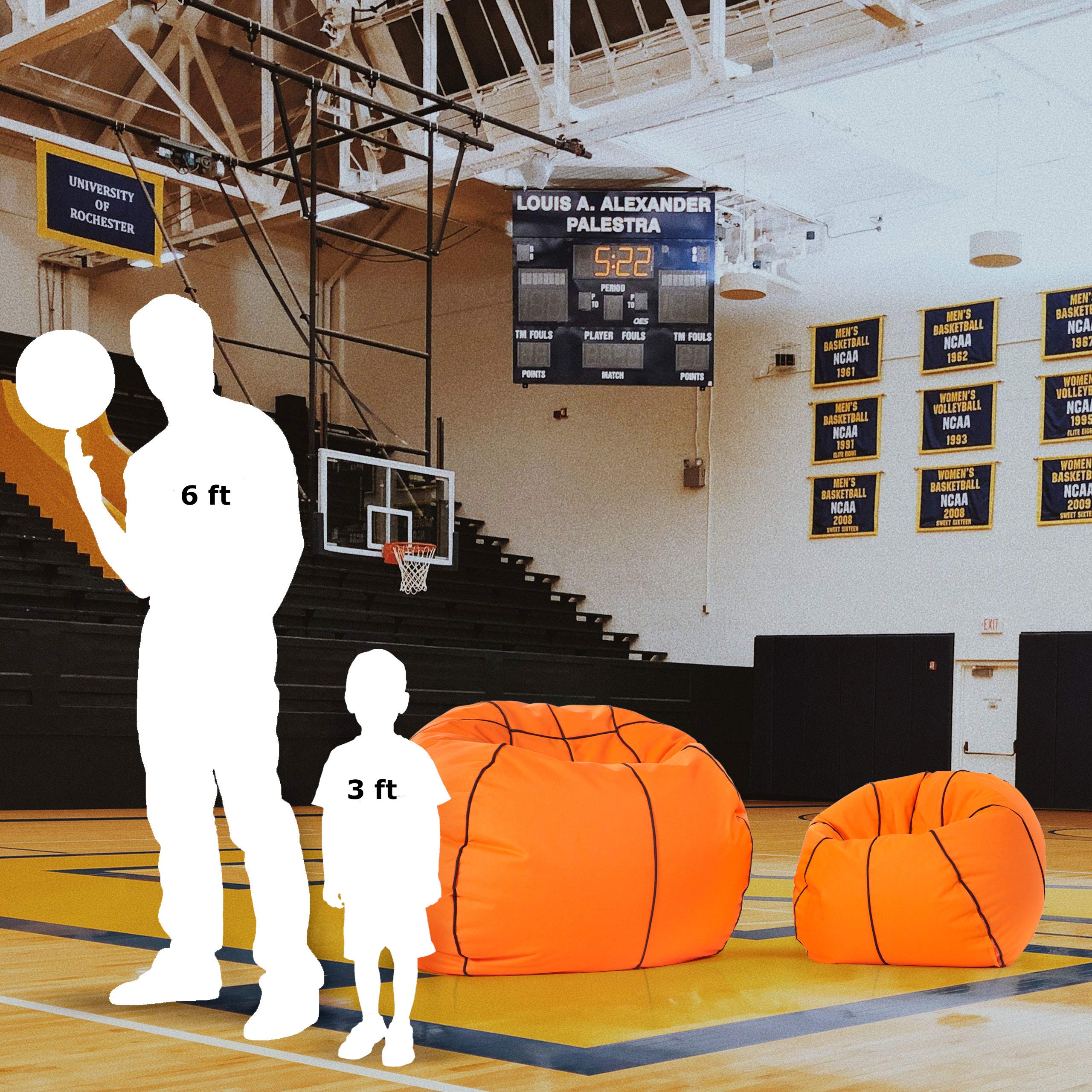 Lumaland Pouf de Luxe Basketball | Enfants & Adultes 90cm Bean Bag | Résistant à la saleté | Robuste et Polyvalent [Beanbag Basketball Petit]