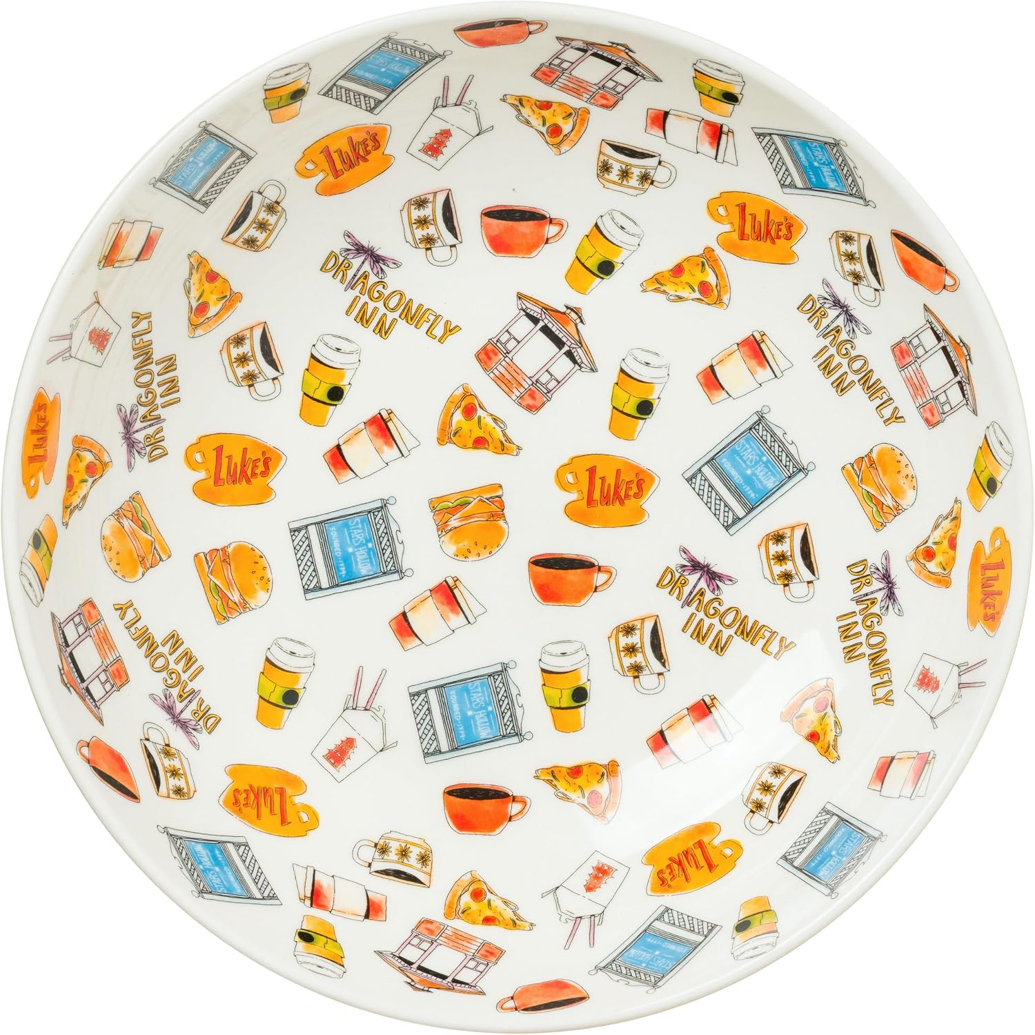 Silver Buffalo Gilmore Girls Watercolor Icon Toss, Ceramic Pasta Bowl, 9in