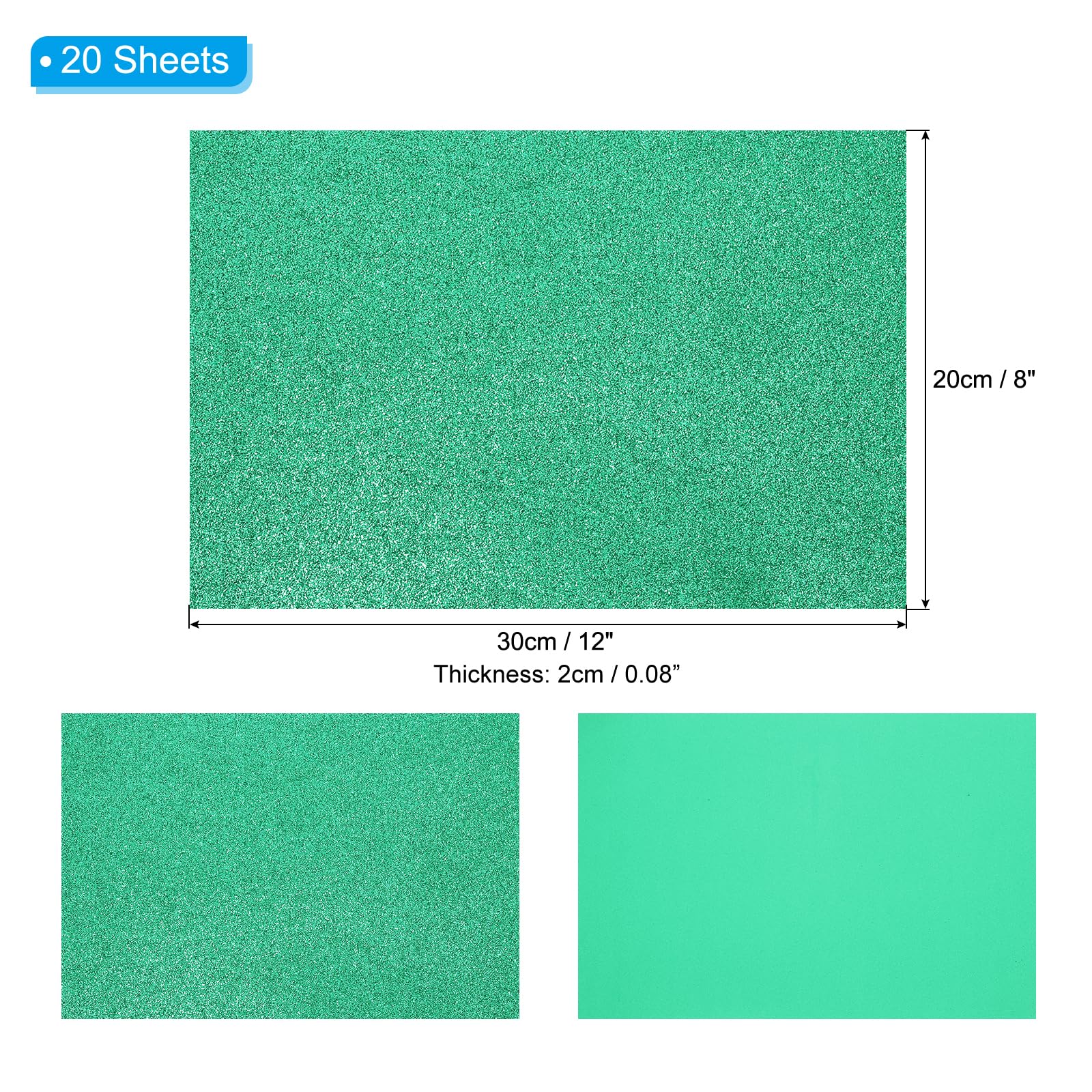 PATIKIL Dark Green Shiny EVA Glitter Foam Sheet 11 x 8 Inch 2mm Thick Sparkle EVA Glitter Felt for Crafts DIY Project 20 Pcs - Image 2